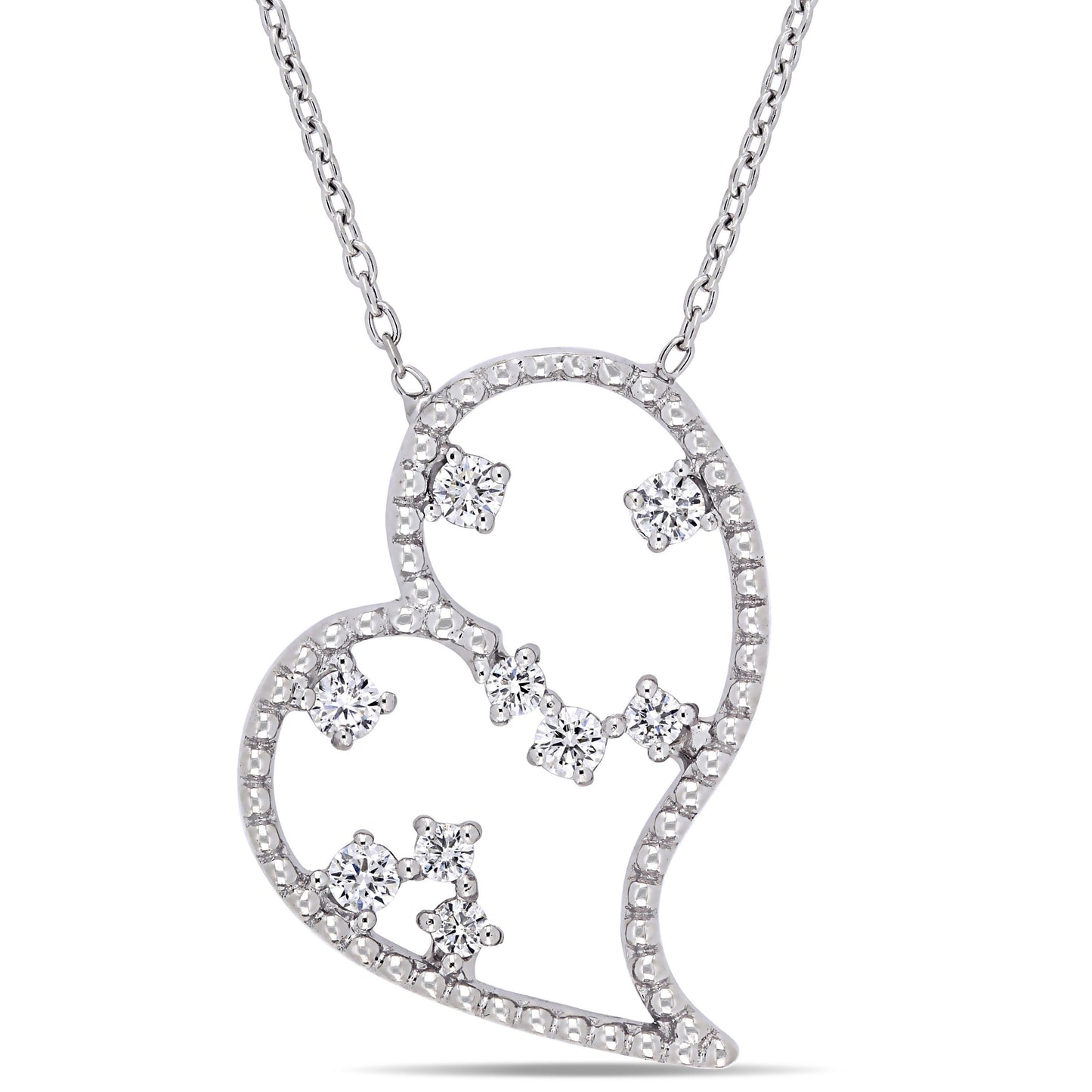 Round Cut Cubic Zirconia in 925 Sterling Silver Necklace 1