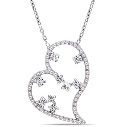 Round Cut Cubic Zirconia in 925 Sterling Silver Necklace 1