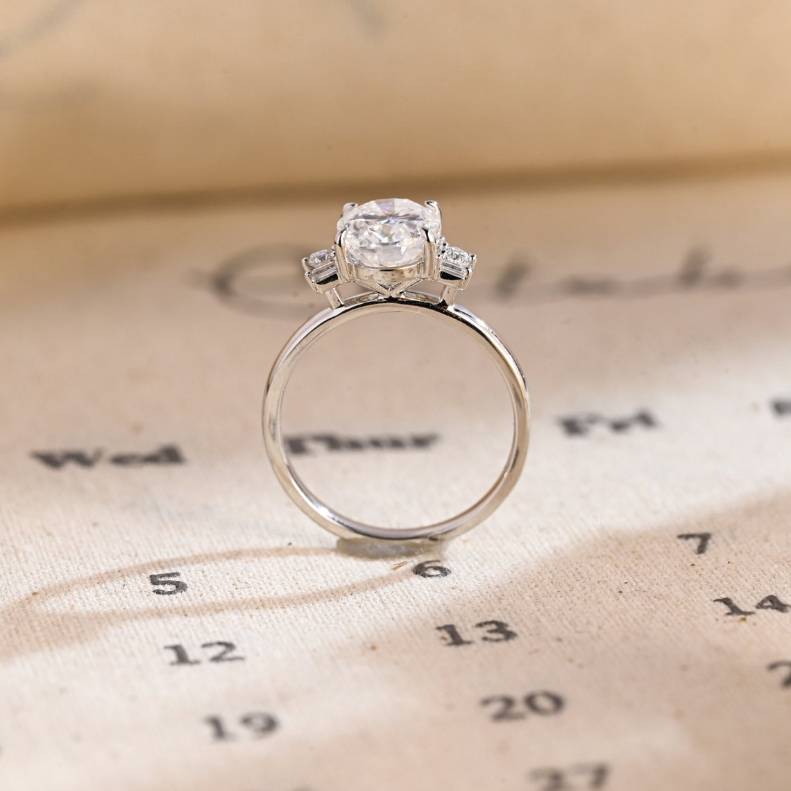Stunning 2.0 CT Oval Moissanite Engagement Ring with Cluster Design 3