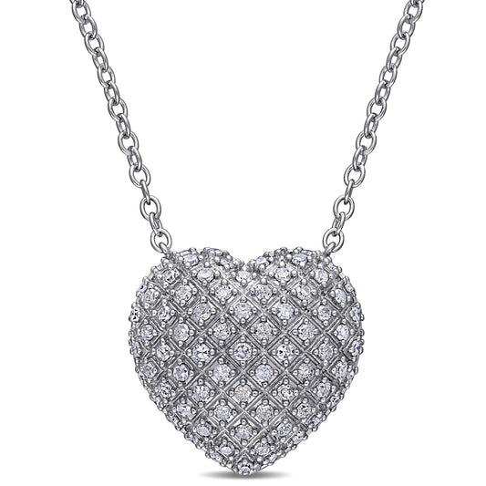 Round Cut Cubic Zirconia in 925 Sterling Silver Necklace 1