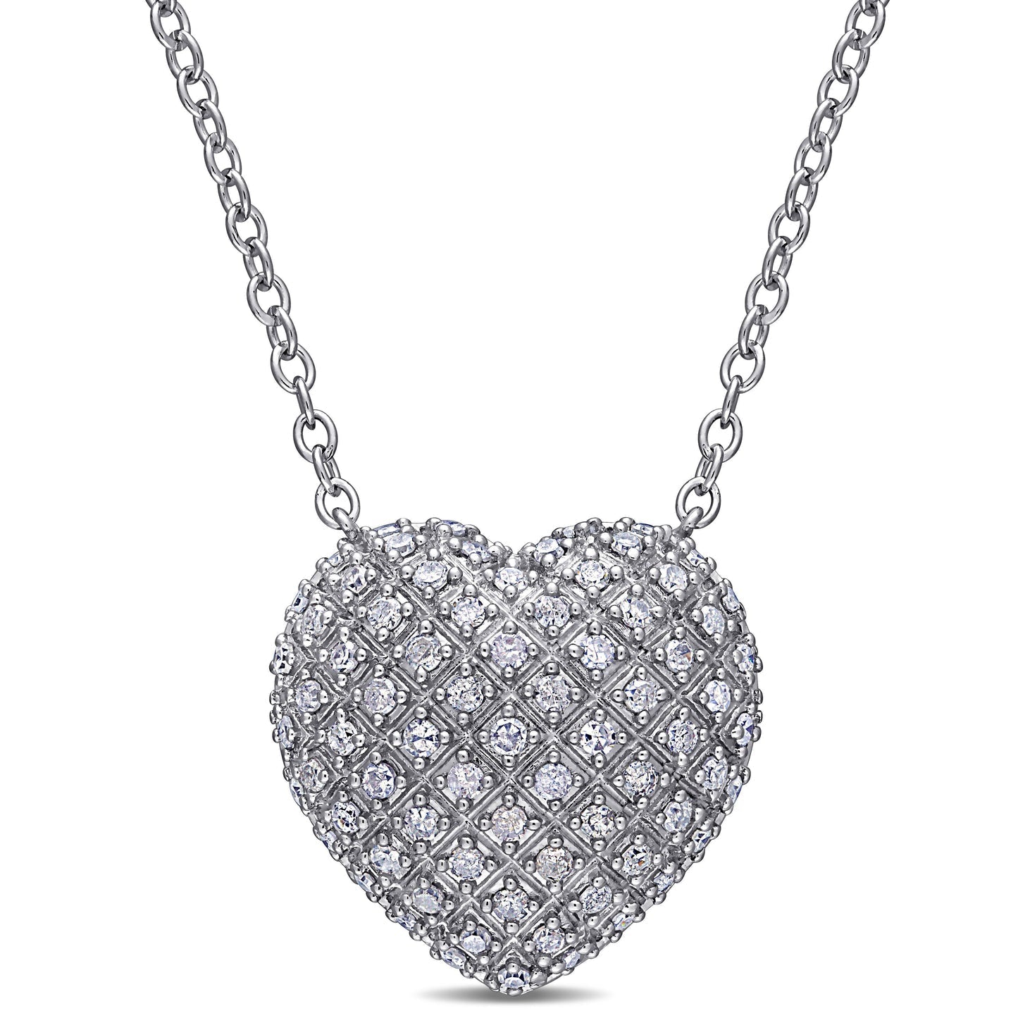 Round Cut Cubic Zirconia in 925 Sterling Silver Necklace 12