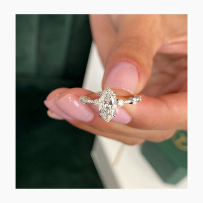 Stunning 1.0 CT Marquise Moissanite Engagement Ring with Dainty Pave Design 3