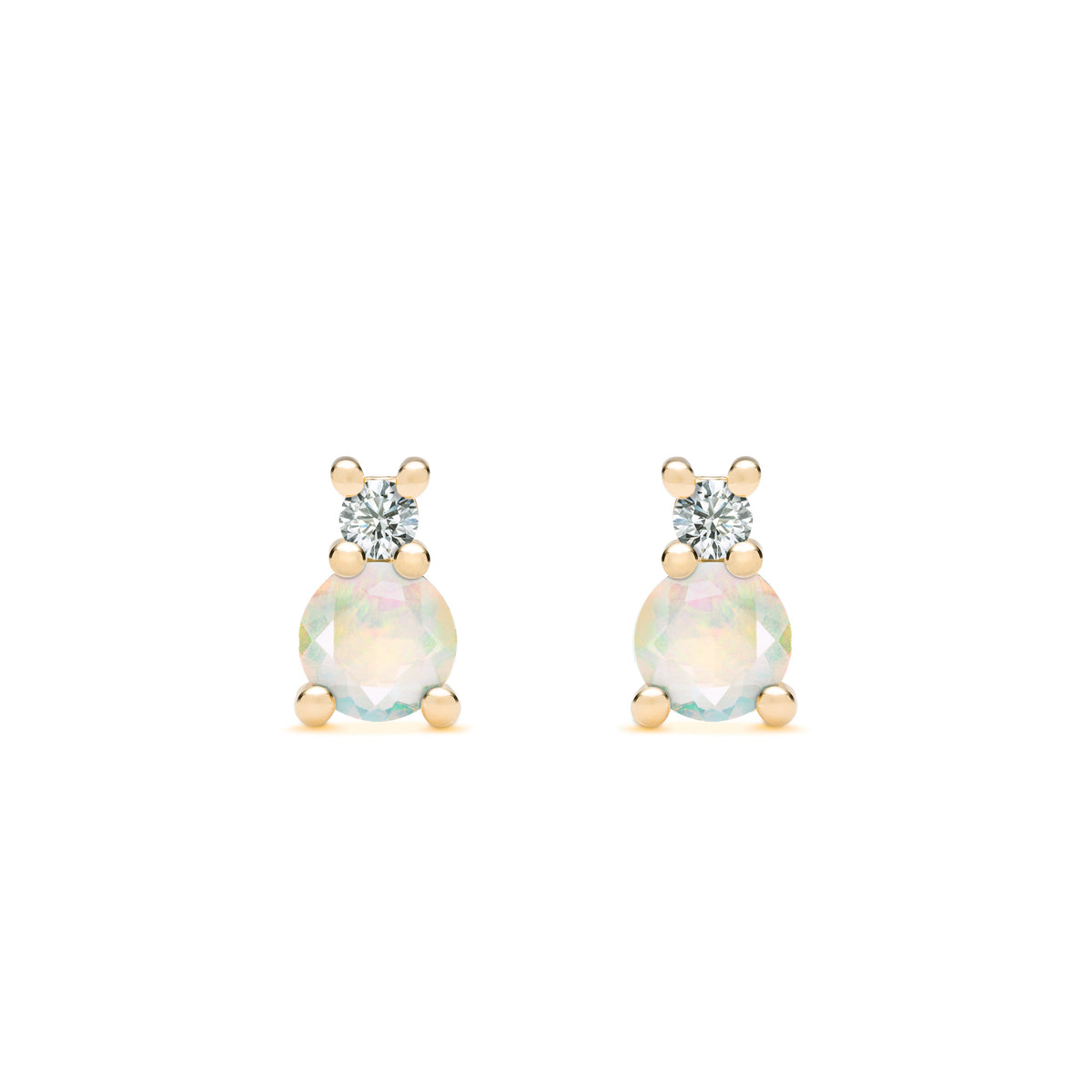 0.41 TCW CT Round Opal Lab Made Diamond- October Birthstone Studs 1