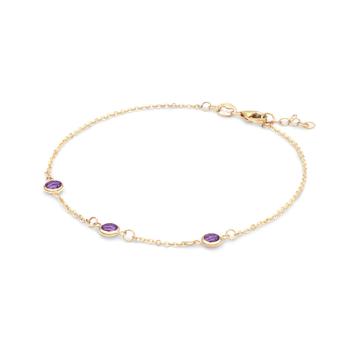 0.75 CT Round Amethyst Lab Made Diamond-February Birthstone Bracelet 4