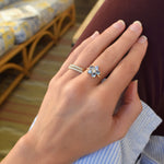 1.25 TCW Round Aquamarine Lab Made Diamond- March Birthstone Engagement Ring 6