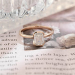 1.0 CT Emerald Cut Moissanite Engagement Ring with Half Bezel Design 1