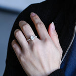 Stunning 1.0 - 2.0 CT Radiant Moissanite Engagement Ring with Pave & Hidden Halo Design 2