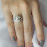 Stunning 1.0 CT Oval  Moissanite Engagement Ring with Double Halo Design 8
