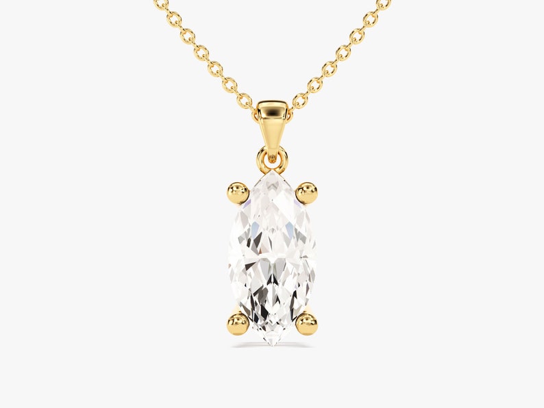 2.0 CT Marquise Moissanite Diamond Solitaire Pendant Necklace in Solid Gold 1