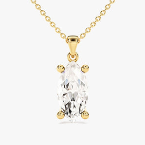 2.0 CT Marquise Moissanite Diamond Solitaire Pendant Necklace in Solid Gold