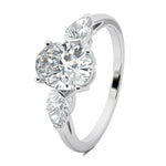 Stunning 0.7 CT Oval Moissanite Stones Three Stones Wedding Band 2