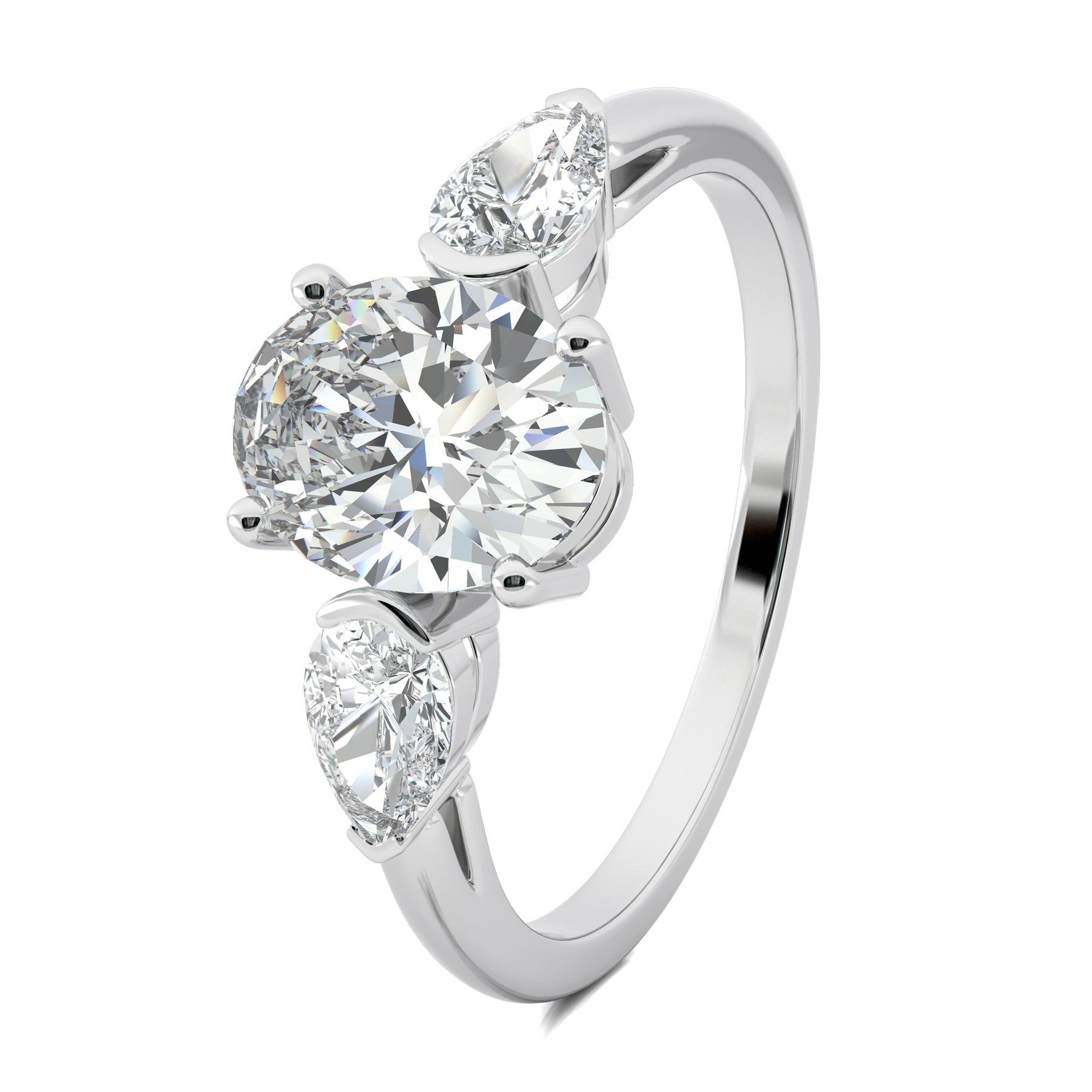 Stunning 0.7 CT Oval Moissanite Stones Three Stones Wedding Band 2