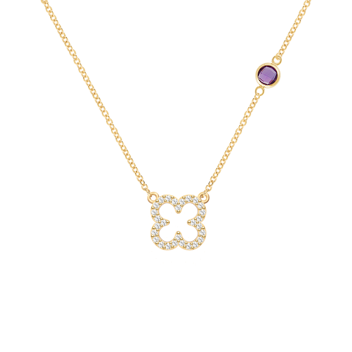 0.25 CT Round Amethyst Lab Made Diamond- February Birthstone Necklace 1