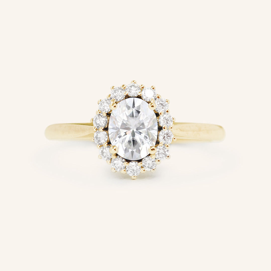 Stunning 1 CT Oval Moissanite Engagement Ring With Halo Design 1