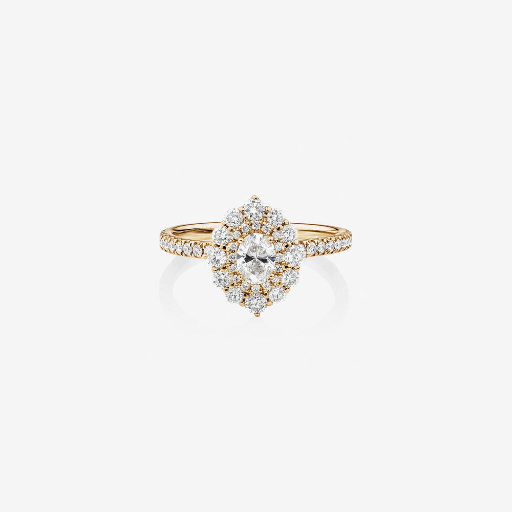 Stunning 0.9 CT Oval Moissanite Engagement Ring In Halo & Pave Design 1