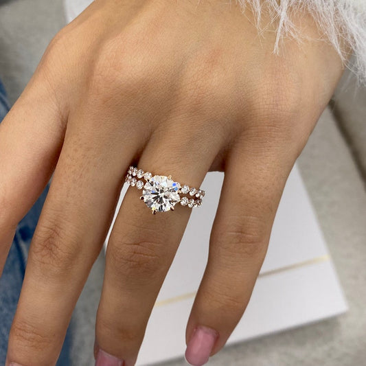 Classic 2.0 CT Round Moissanite Engagement Ring with Dainty Pave Design 1