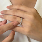 Stunning 0.50 TCW Round & Baguette Moissanite Stones Wedding Band 3
