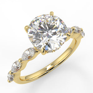 Stunning 2.0 CT Round Moissanite Engagement Ring with Hidden Halo & Pave Design