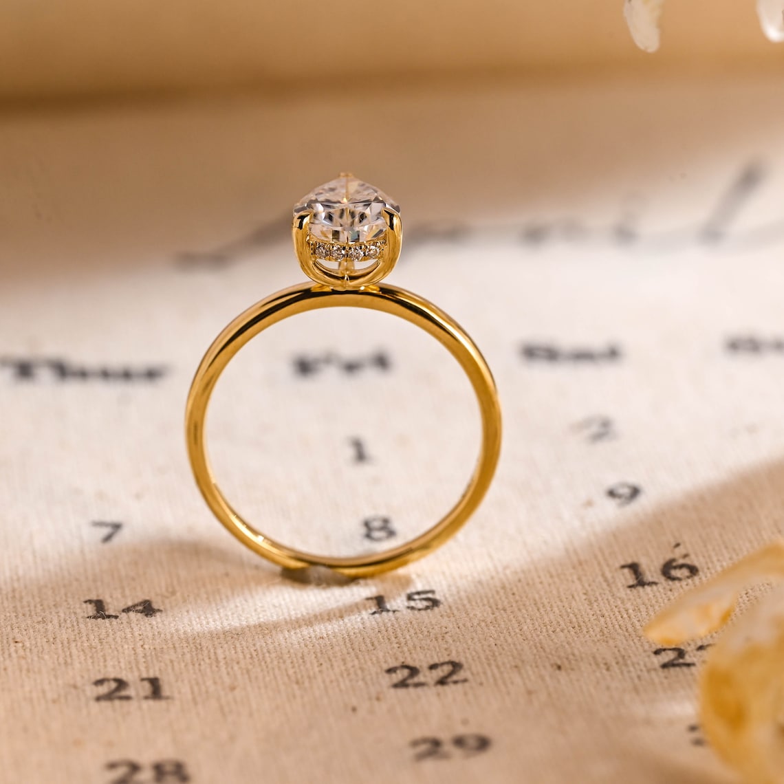 Stunning 3.0 CT Pear Moissanite Engagement Ring with Hidden Halo Design 3