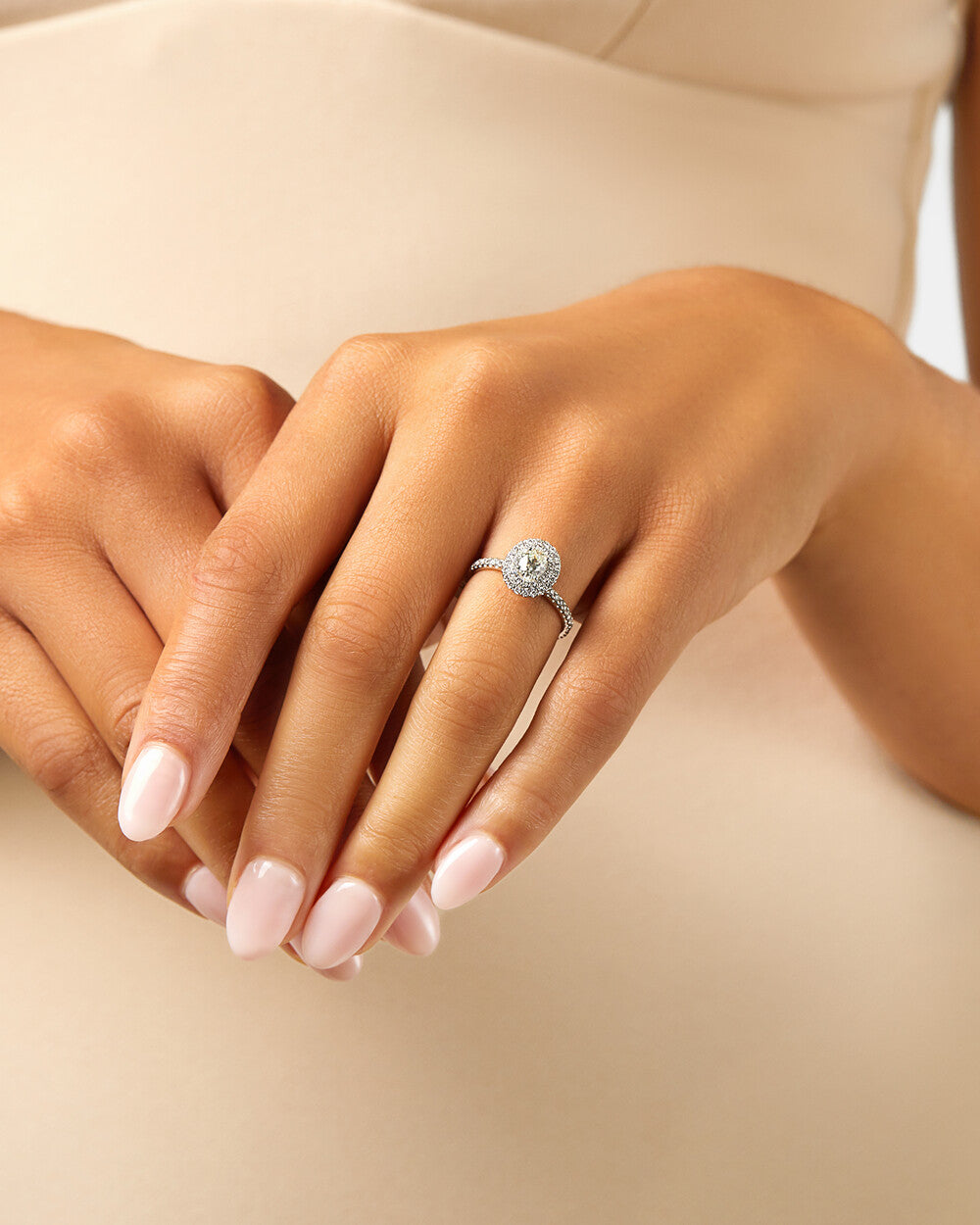 Stunning 1 CT Oval Moissanite Engagement Ring With Double Halo & Pave Design 4