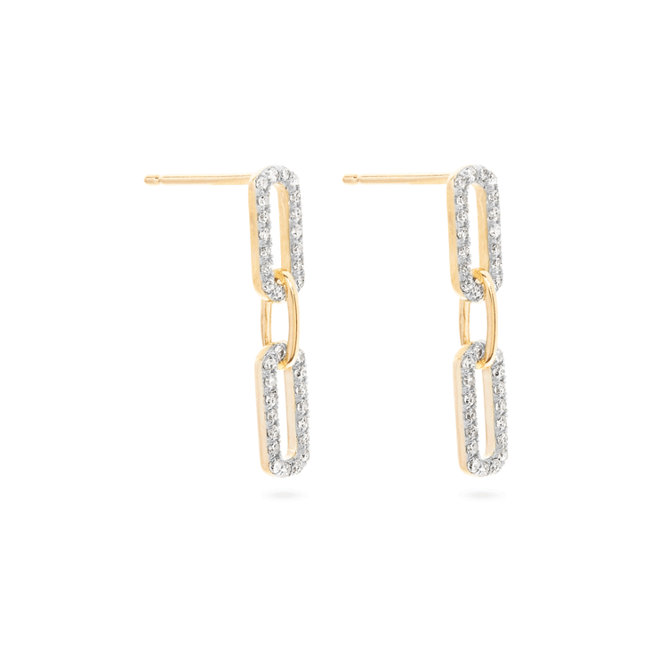 1.50 TCW Round Cut Moissanite Chain Earrings in Gold 3