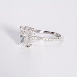 Stunning 4.0 CT Radiant Cut Moissanite Engagement Ring with Hidden Halo & Pave Design 5