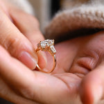 Stunning 1.0 - 2.0 CT Marquise Moissanite Engagement Ring with Three Stone and Hidden Halo Design 6