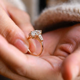 Stunning 1.0 - 2.0 CT Marquise Moissanite Engagement Ring with Three Stone and Hidden Halo Design 6