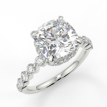 Stunning 1.0 CT Cushion Moissanite Engagement Ring with Hidden Halo & Pave Design 5