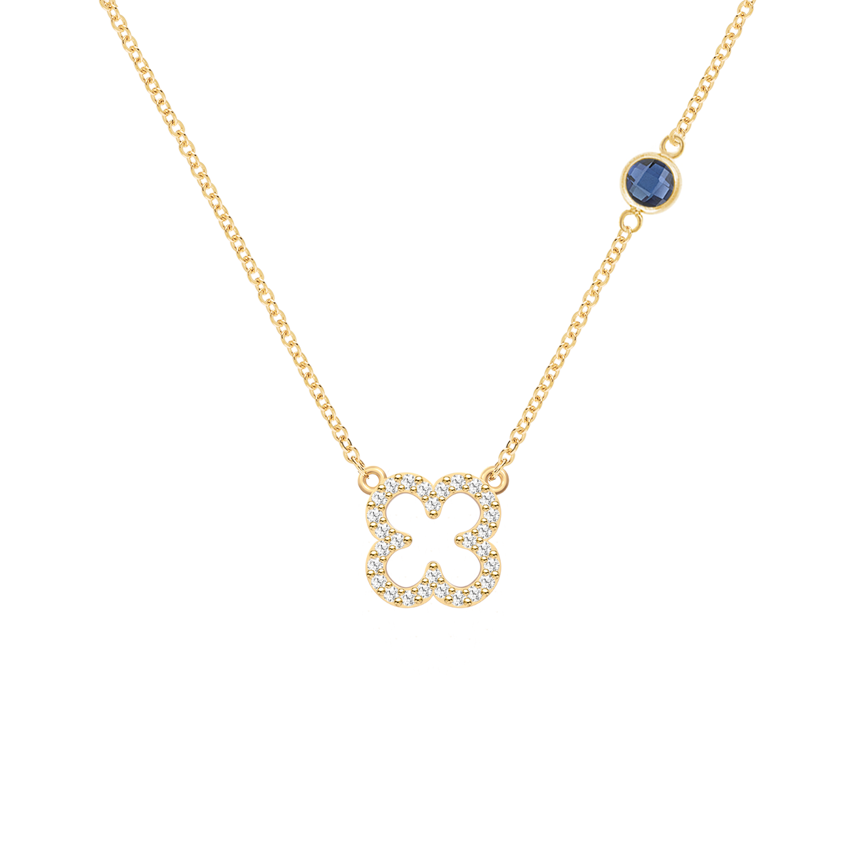 0.25 CT Round Sapphire Lab Made Diamond- September Birthstone Necklace 1