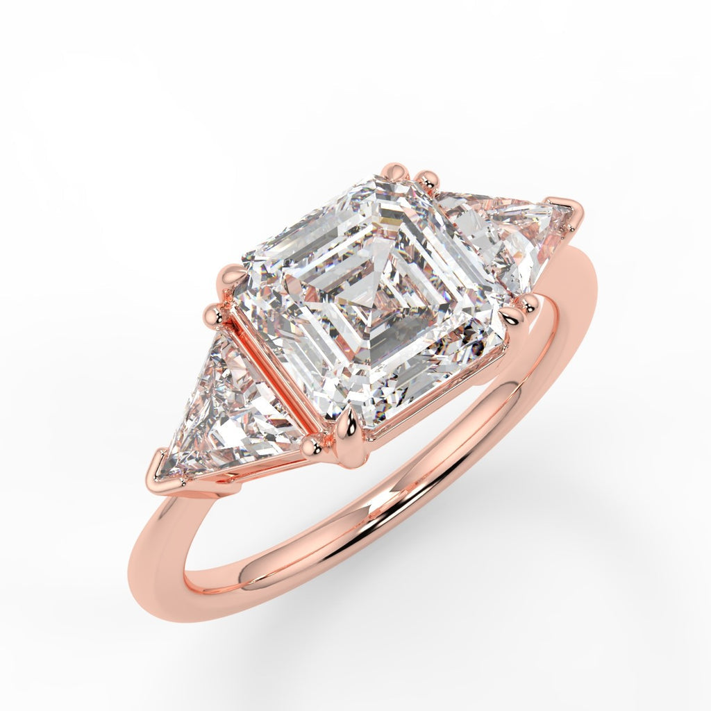 Stunning 2.0 CT Asscher Moissanite Engagement Ring with Three Stone Design 7