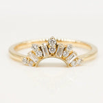 Stunning 0.20 CT Round & Baguette Moissanite Stones Cluster Curved Wedding Bands 1