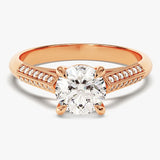 Stunning 1.0 CT Round Moissanite Engagement Ring with Knife Edge Design 5