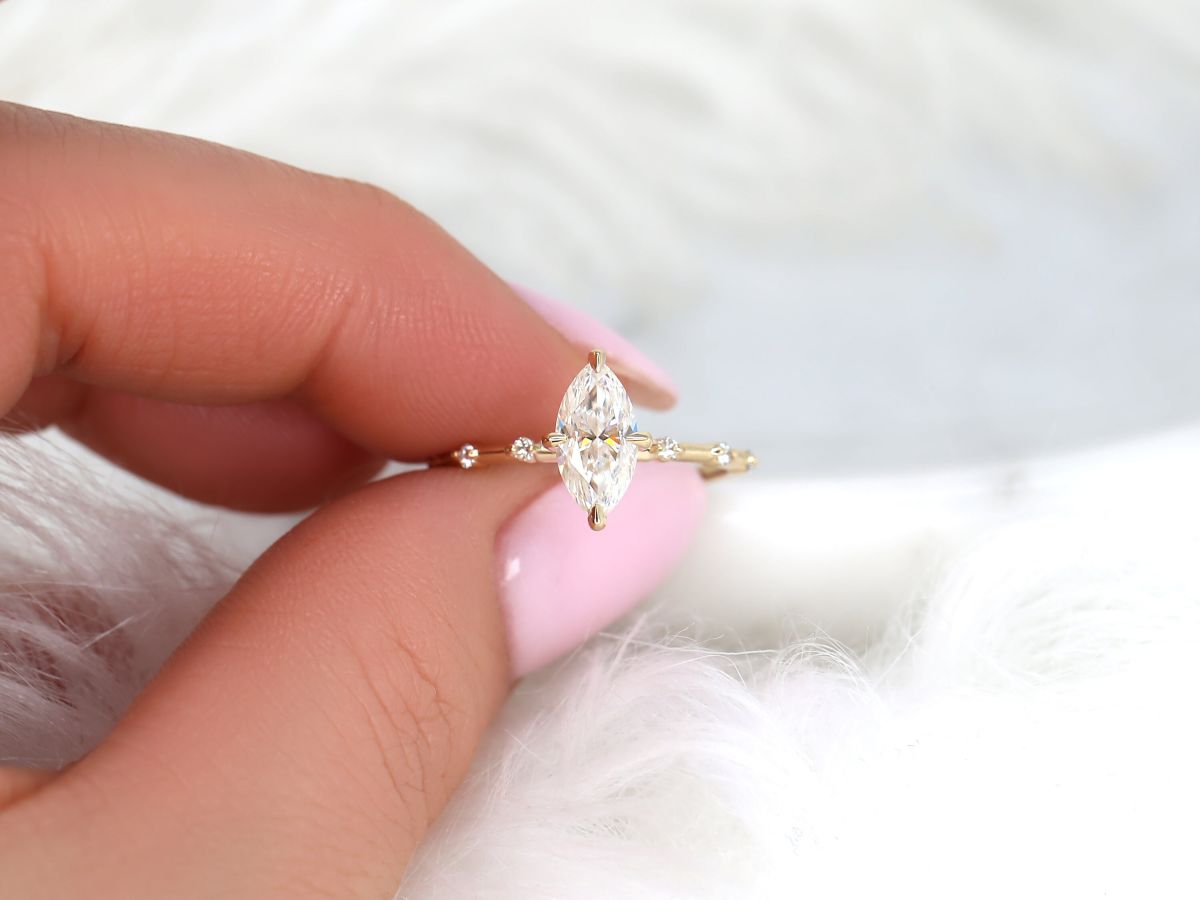 Stunning 1 CT Marquise Moissanite Engagement Ring With Dainty Design 5