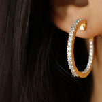 0.40 TCW Round Cut Moissanite Inside-Outside Hoops Earrings in Gold 3