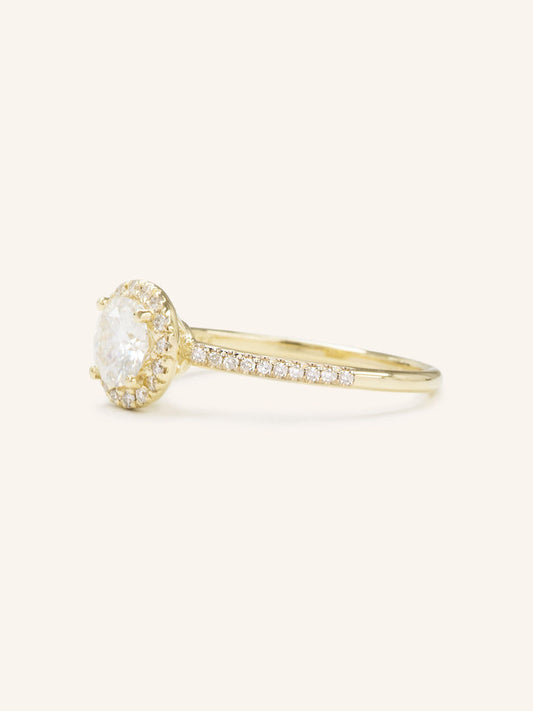 Stunning 1.0 CT Round Moissanite Engagement Ring with Halo & Pave Design 2