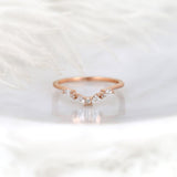 Stunning 0.15 TCW Marquise & Round Stones Curved Wedding Bands 1