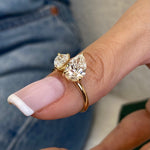 Stunning 1.50 CT Pear Moissanite Engagement Ring with Two Stone Design 4