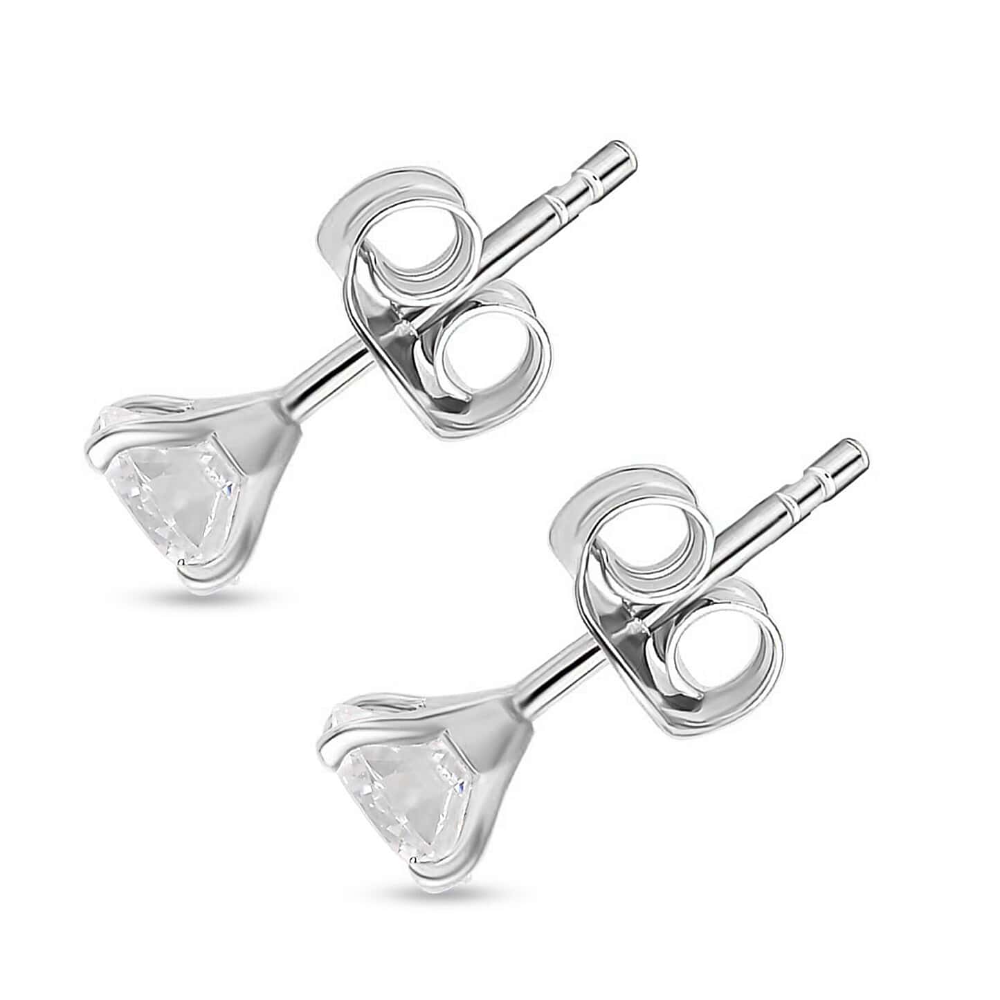 Round Cut Cubic Zirconia in 925 Sterling Silver Earrings 5