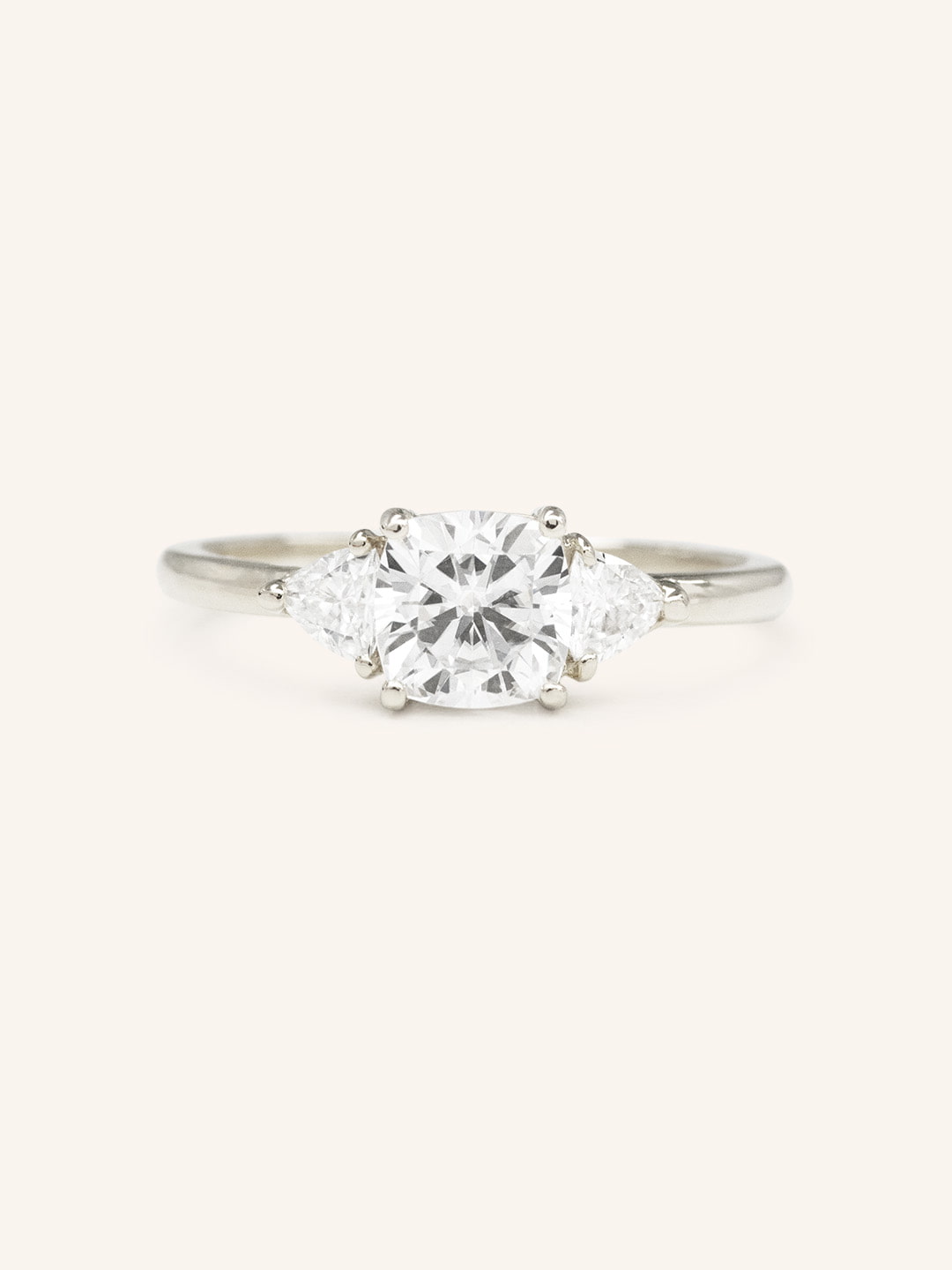Stunning 2 CT Cushion Moissanite Engagement Ring with Three Stone Design 4