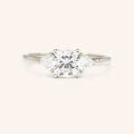 Stunning 2 CT Cushion Moissanite Engagement Ring with Three Stone Design 4