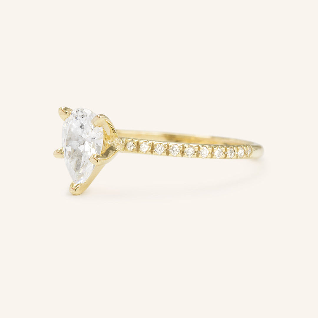 Stunning 1.5 CT Pear Moissanite Engagement Ring with Pave Design 2