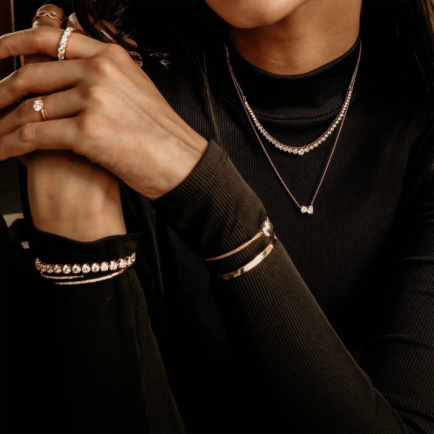 2.0 CT Pear & Round Moissanite Diamond Two Stone Pendant Necklace in Solid Gold 6