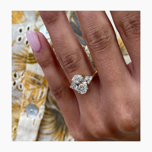 Stunning 2.5 CT Oval Moissanite Engagement Ring in a Cluster Design 2