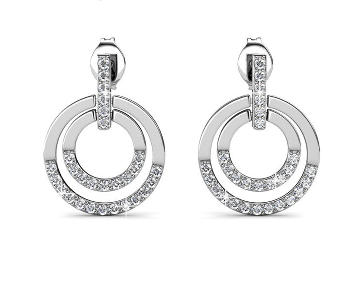 Round Cut Cubic Zirconia in 925 Sterling Silver Earrings 3