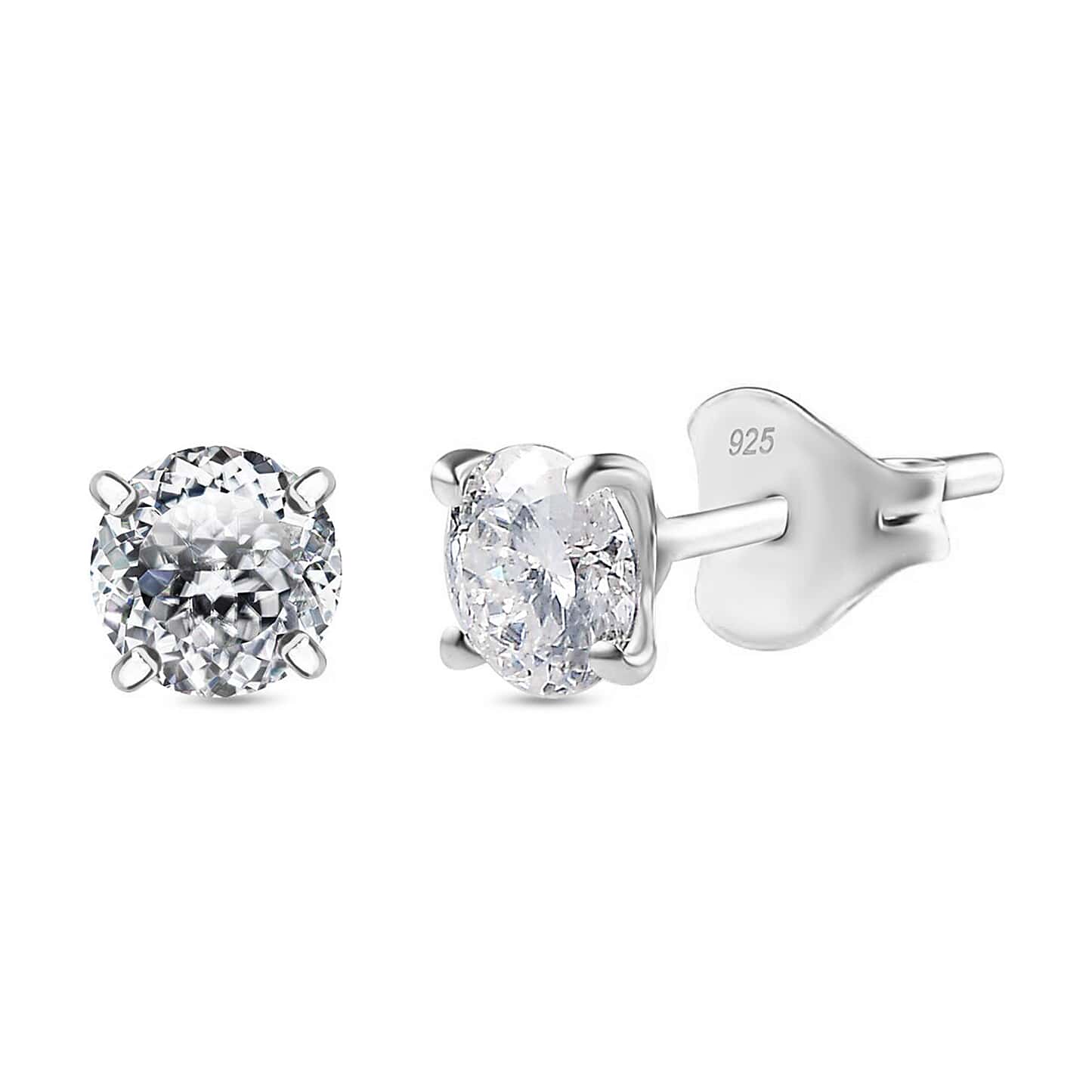Round Cut Cubic Zirconia in 925 Sterling Silver Earrings 1