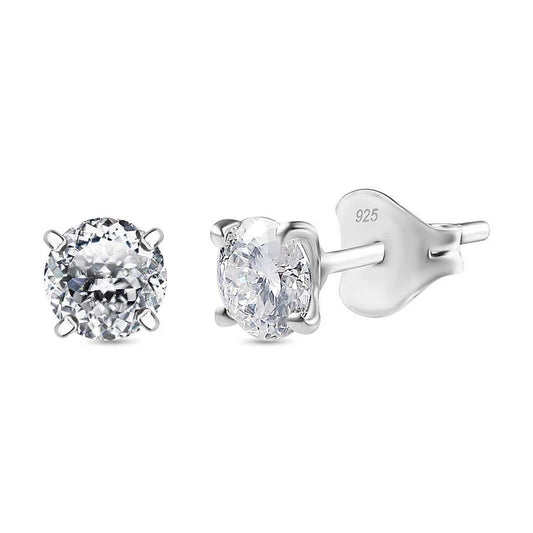 Round Cut Cubic Zirconia in 925 Sterling Silver Earrings 1