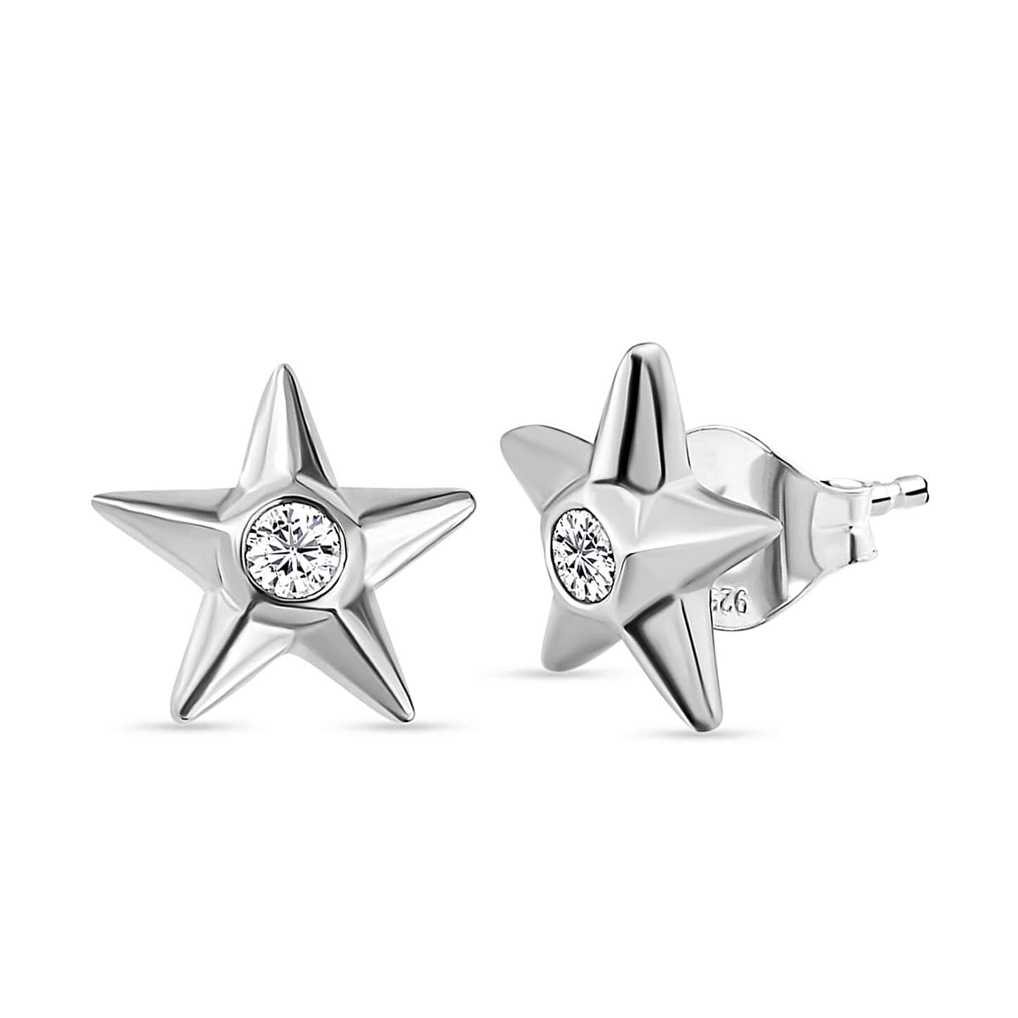Round Cut Cubic Zirconia in 925 Sterling Silver Earrings 4