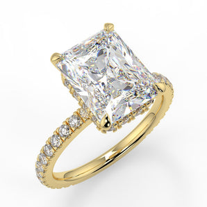 Stunning 2.50 CT Radiant Moissanite Engagement Ring with Hidden Halo & Pave Design