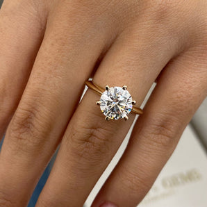 Classic 2.0 CT Round Moissanite Engagement Ring with Solitaire Design